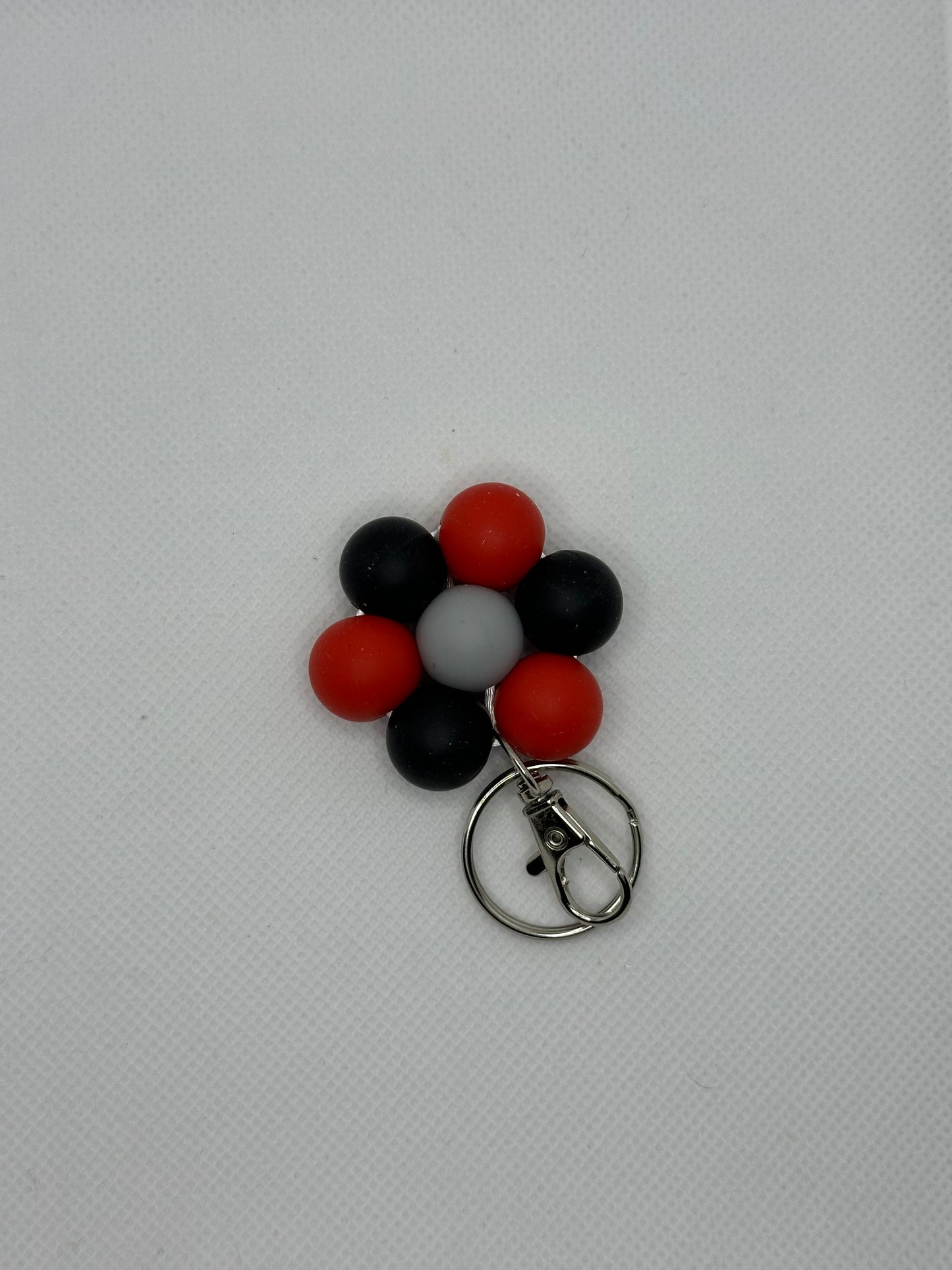 Red Black And Grey Flower Keychain