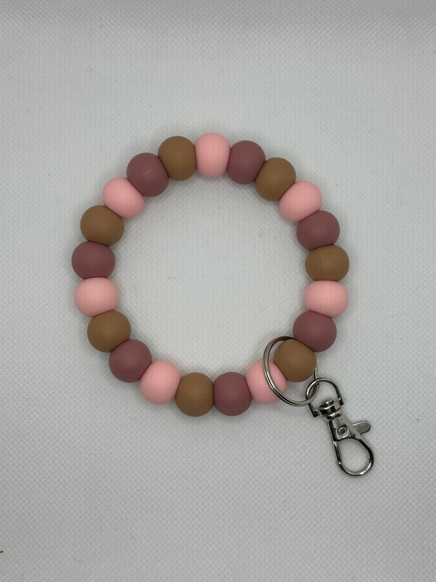 Dusty Rose And Brown Oversized Silicone Bead Wristlet
