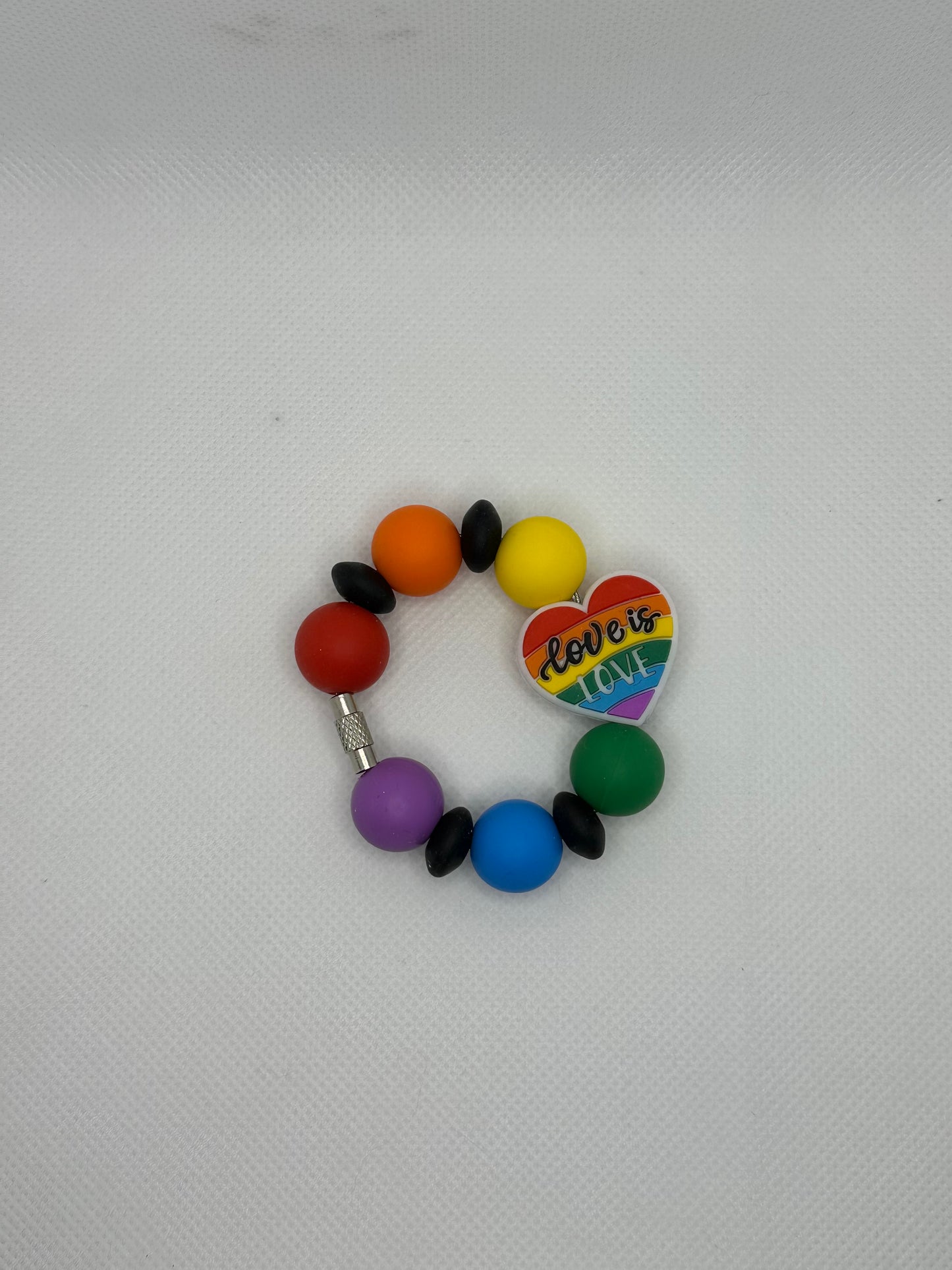 Love Is Love Rainbow Heart Silicone Beaded Cup Charm