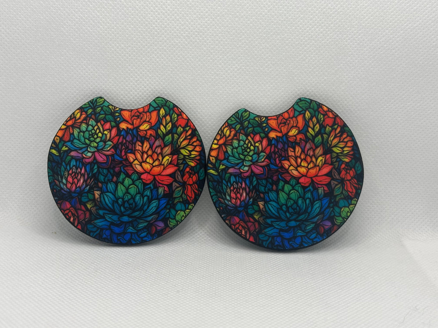 Colorful Succulent Car Coasters