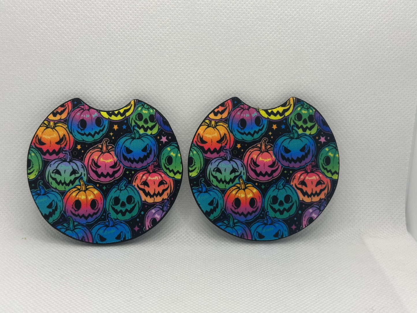 Colorful Pumpkins Halloween Car Coasters