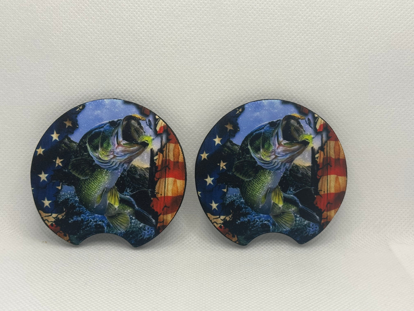 Fish And American Flag Car Coasters