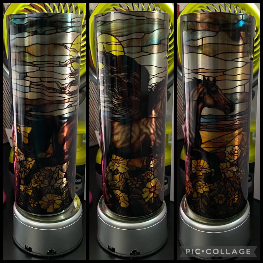 Stained Glass Horse 20oz Stainless Steel Sublimation Tumbler
