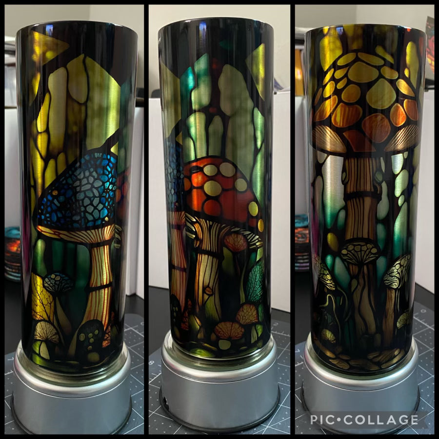 Stained Glass Mushrooms 20oz Stainless Steel Sublimation Tumbler