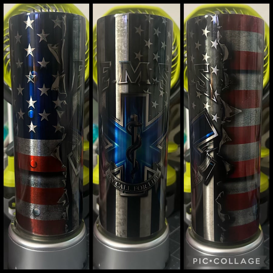 EMS American Flag 20oz Stainless Steel Sublimation Tumbler