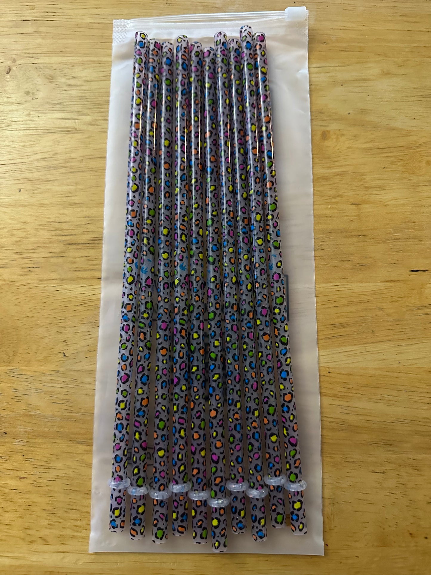 Colorful Leopard Print Color Changing Straw