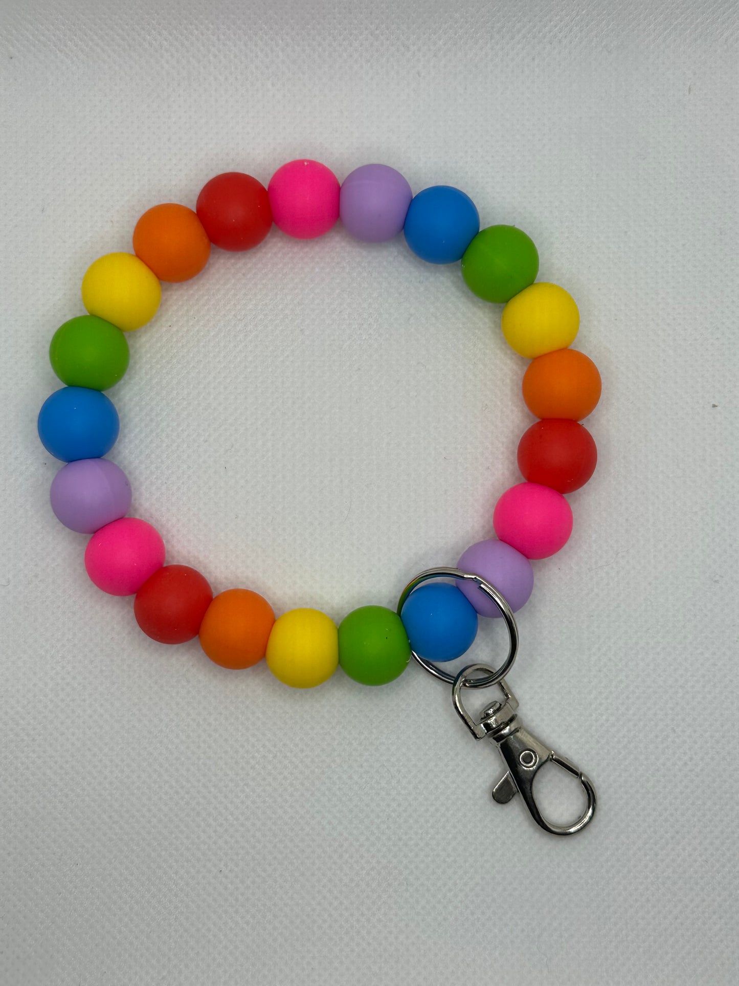 Rainbow Oversized Silicone Bead Wristlet