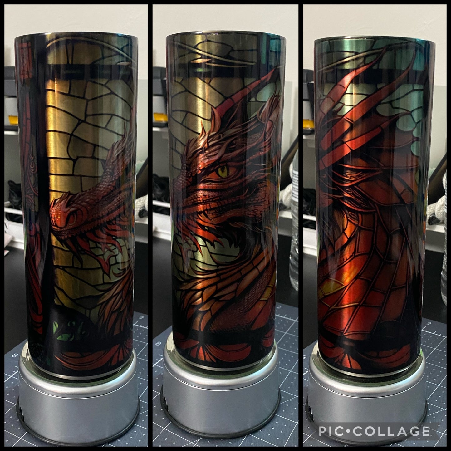 Stained Glass Red Dragon Stainless Steel 20oz Sublimation Tumbler