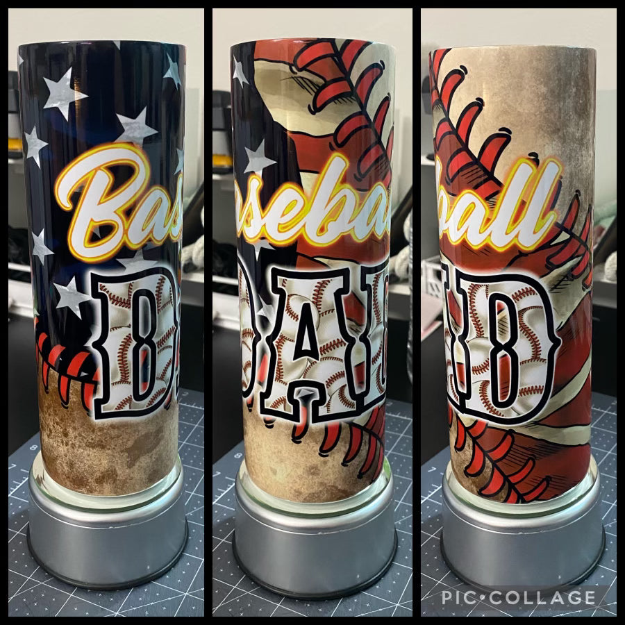 Baseball Dad American Flag 20oz Sublimation Tumbler