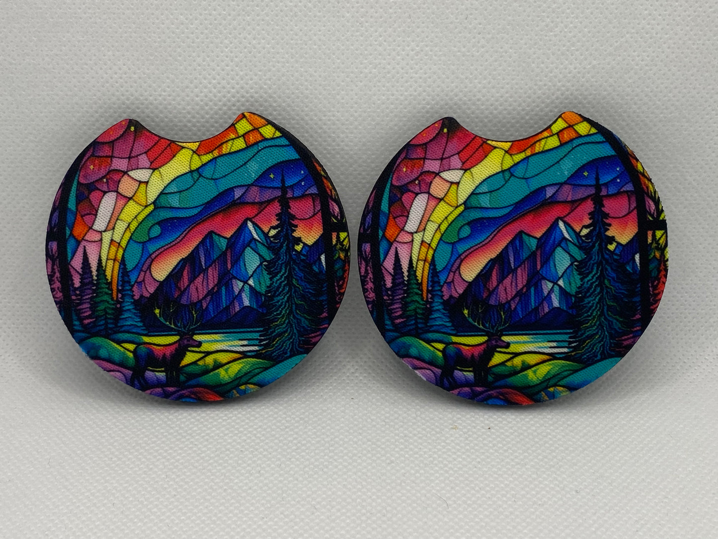 Northern Lights Stained Glass Car Coasters