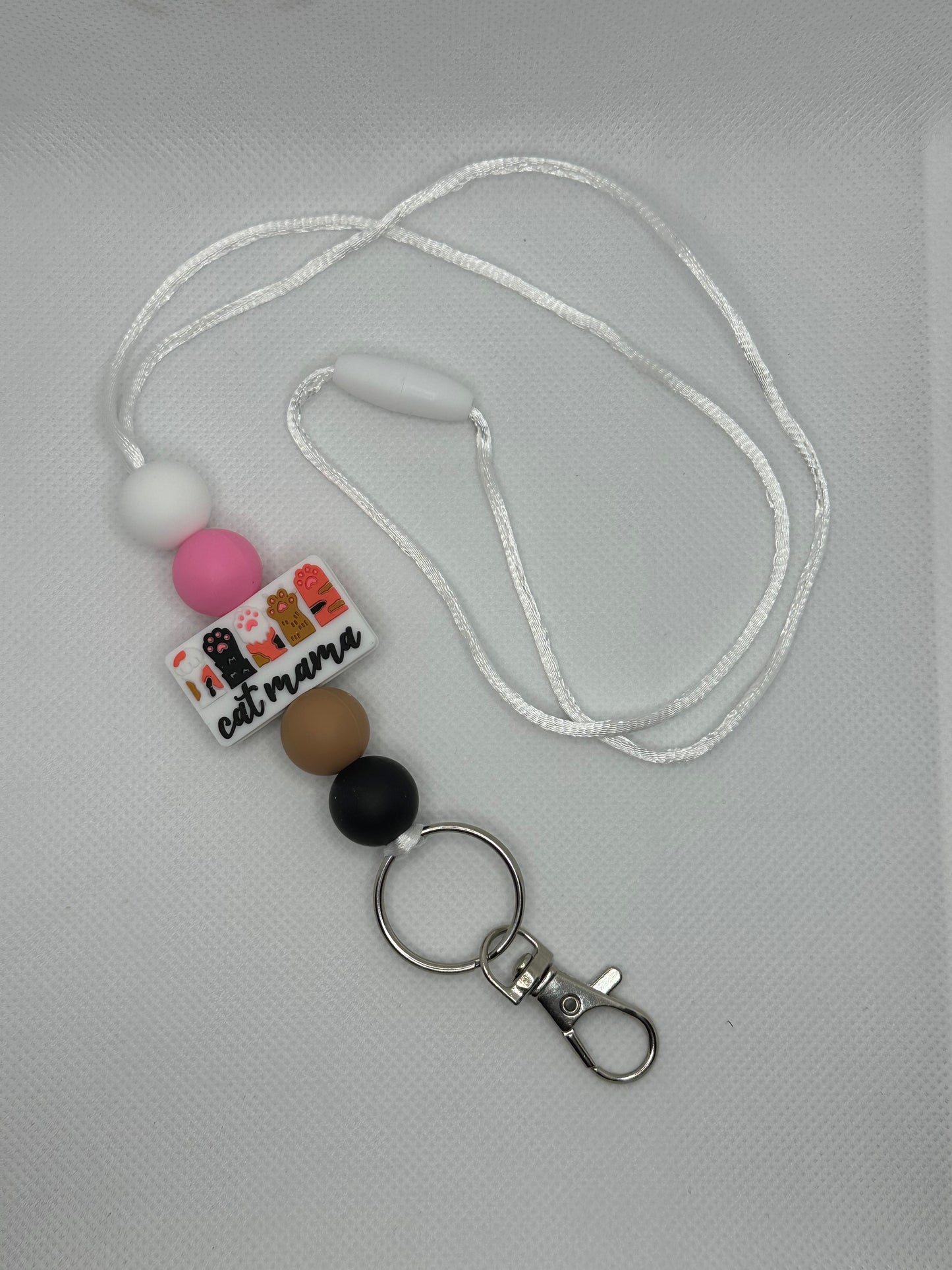 Cat Mama White Breakaway Lanyard