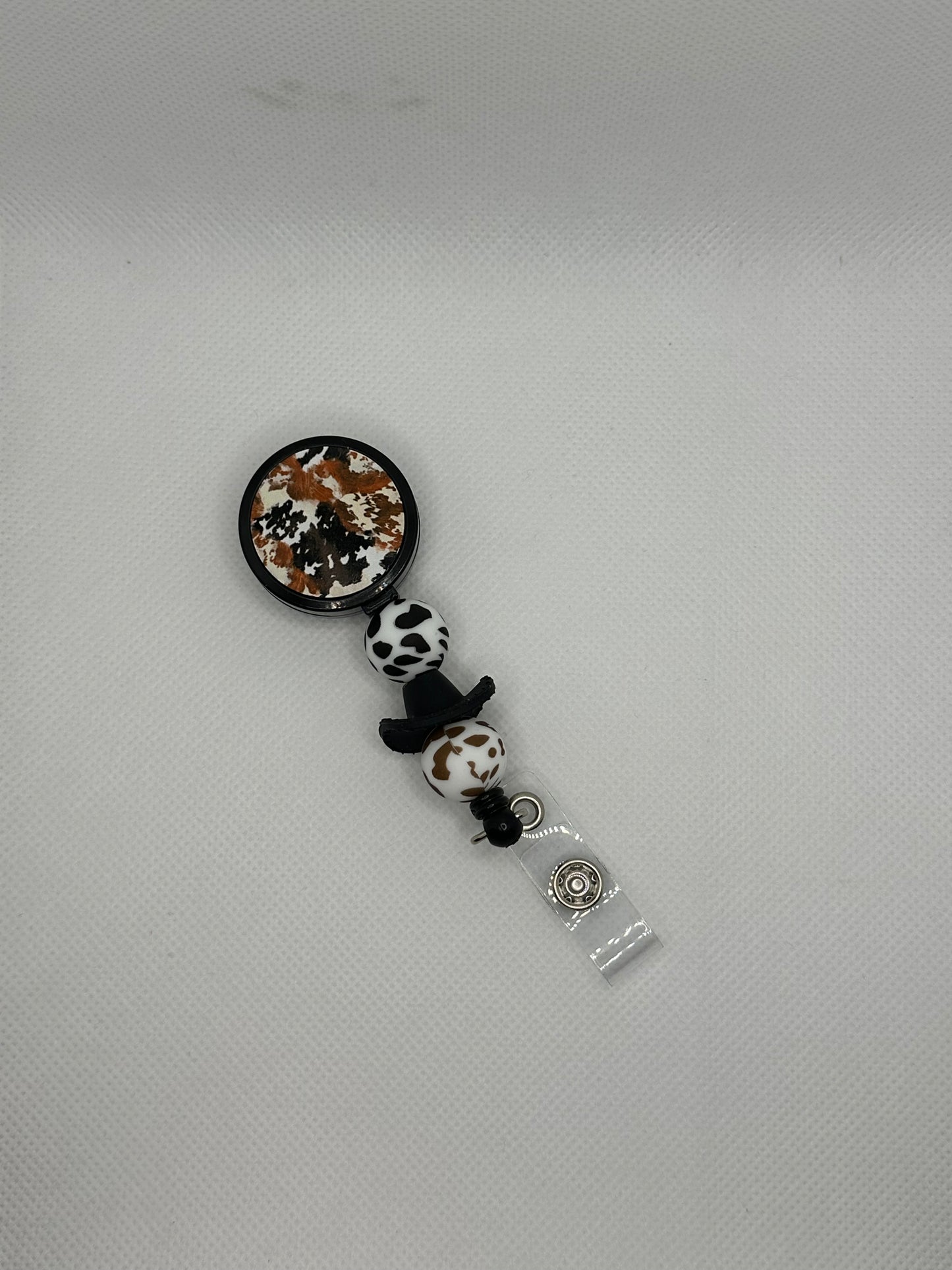 Black Cowboy Hat Cowhide Black Badge Reel