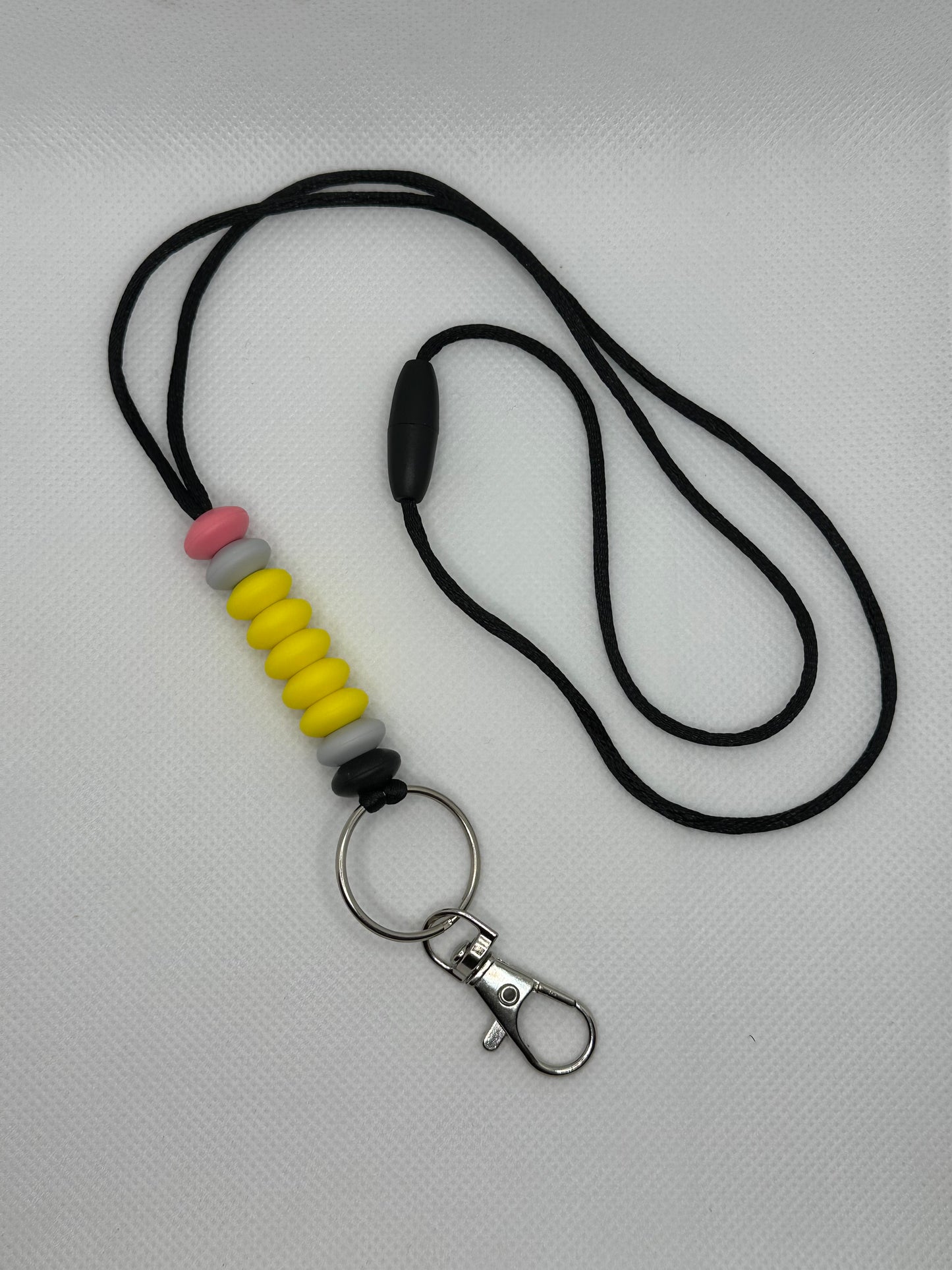 Teacher Pencil Silicone Beaded Black Breakaway Lanyard