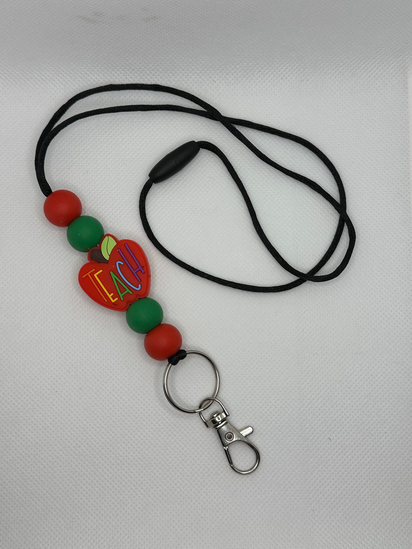 Apple Teach Silicone Beaded Black Breakaway Lanyard