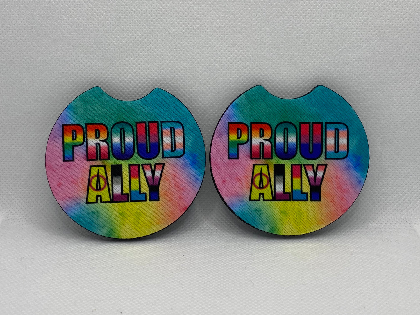 Proud Ally Rainbow Car Coasters