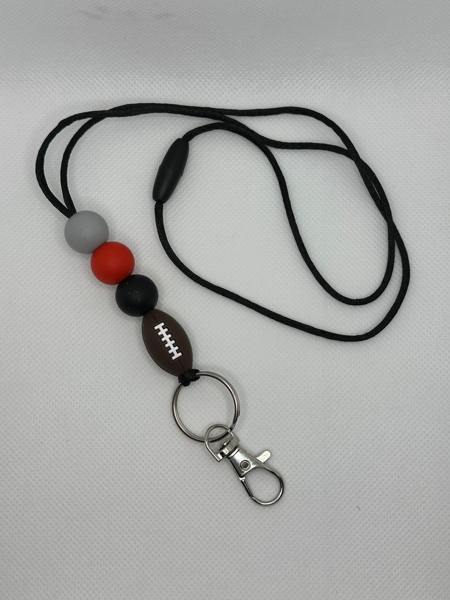 Red Grey And Black Football Black Breakaway Lanyard