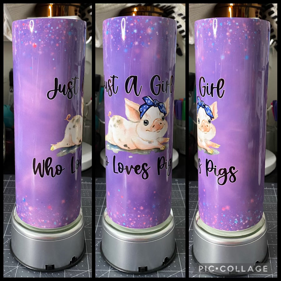 Just A Girl Who Loves Pigs Purple 20oz Sublimation Tumbler