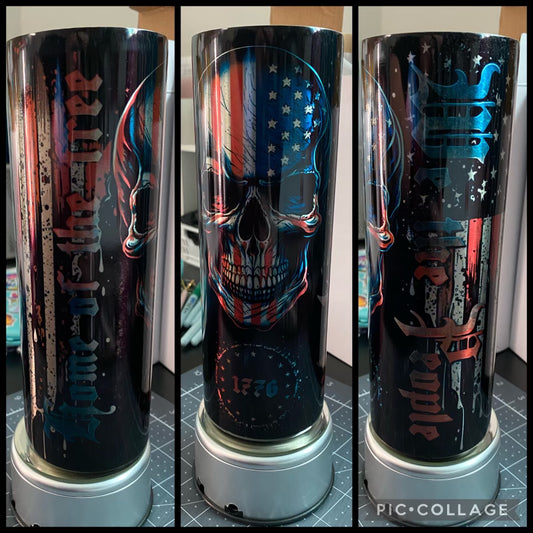 We The People American Flag And Skull Stainless Steel 20oz Sublimation Tumbler