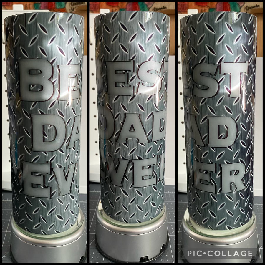 Best Dad Ever Steel Diamond Plate Design 20oz Sublimation Tumbler