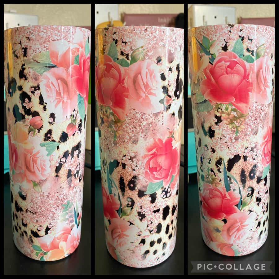 Roses And Leopard Print 20oz Sublimation Tumbler