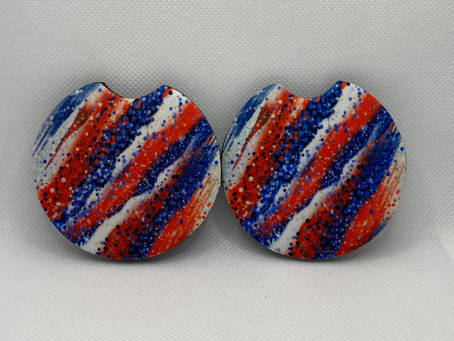 Red White And Blue Glitter Milky Way Car Coasters