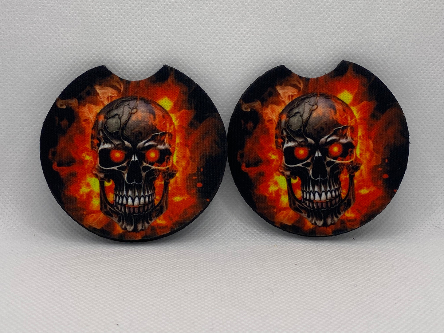 Robot Skull With Fire Car Coasters