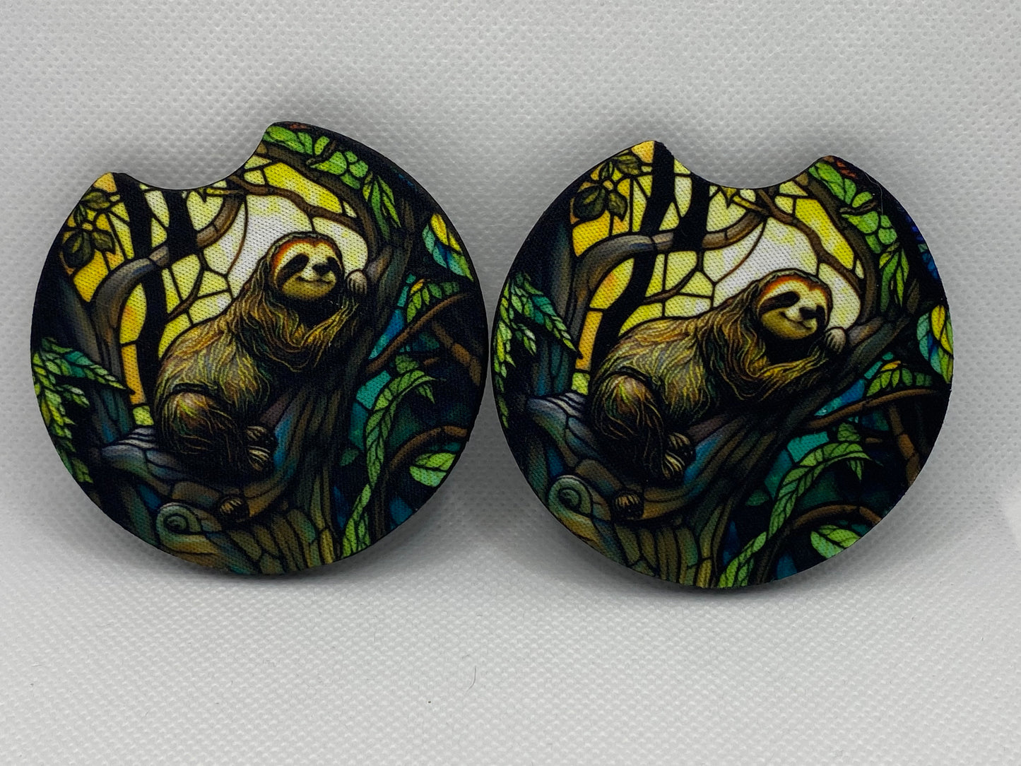 Stained Glass Sloth Car Coasters