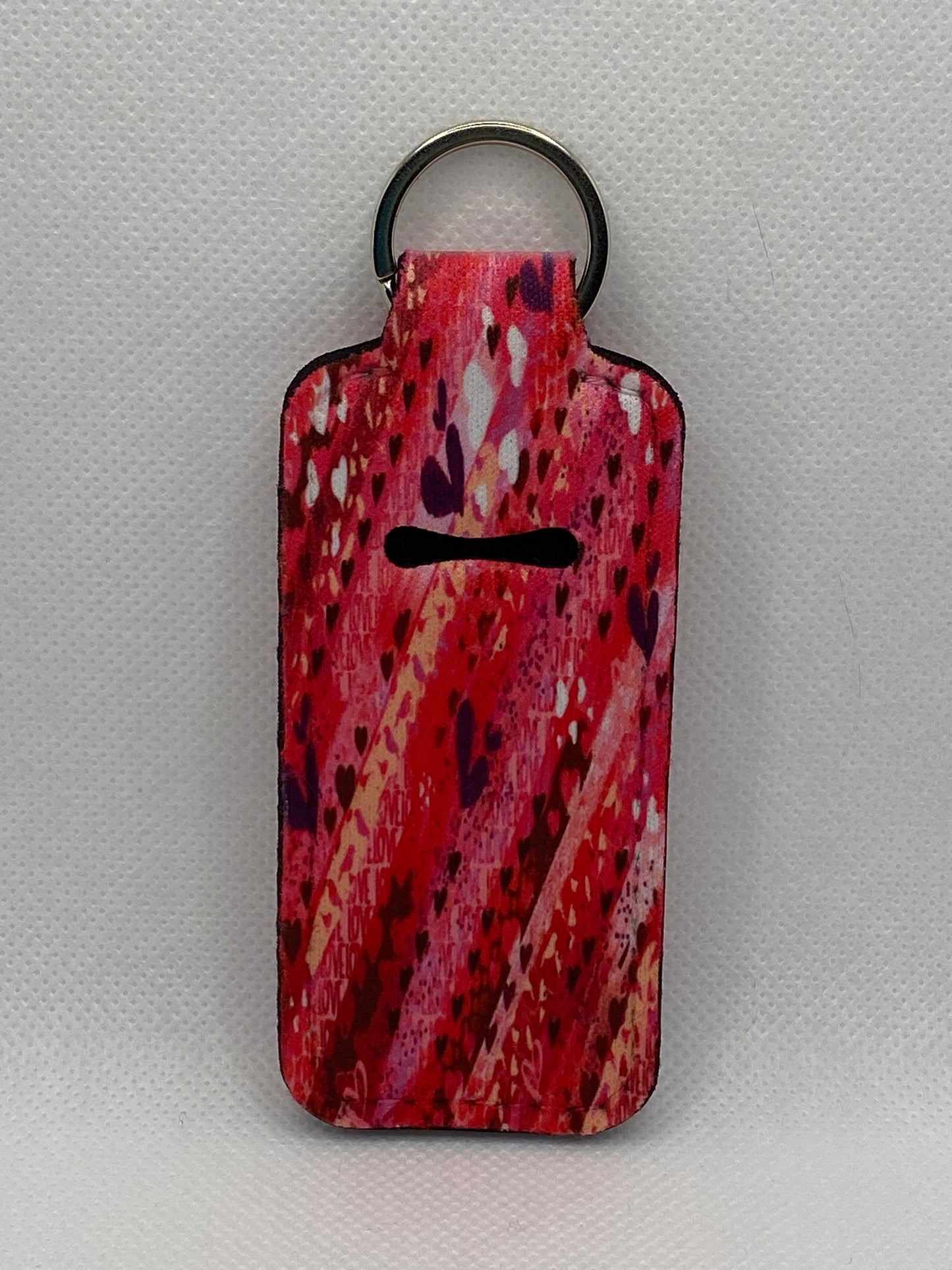 Pink And Red Hearts Chapstick Holder Keychain
