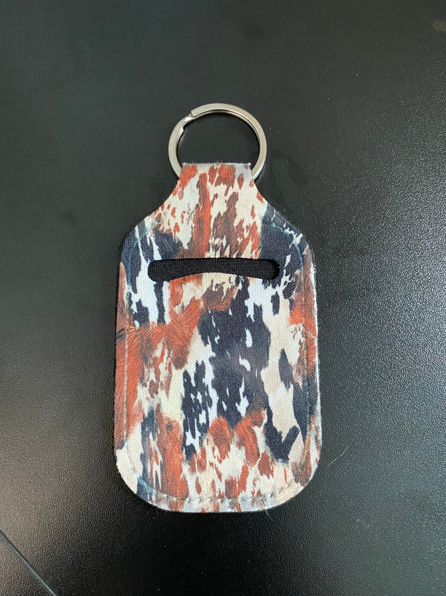 Cow Hide Rustic Hand Sanitizer Holder Keychain