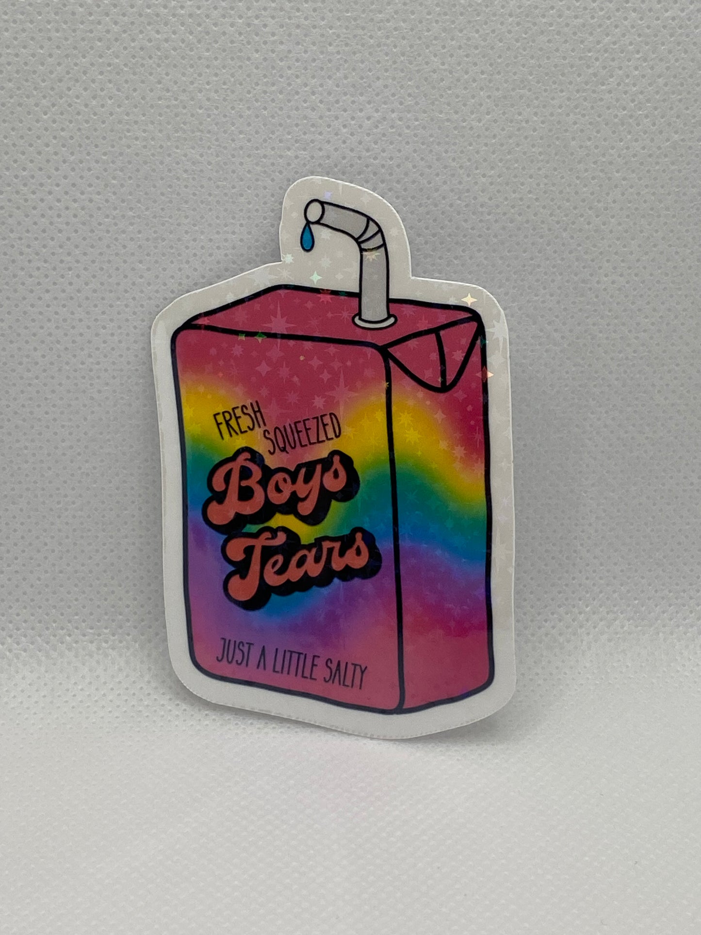 Fresh Squeezed Boys Tears Juice Box Holographic Sticker