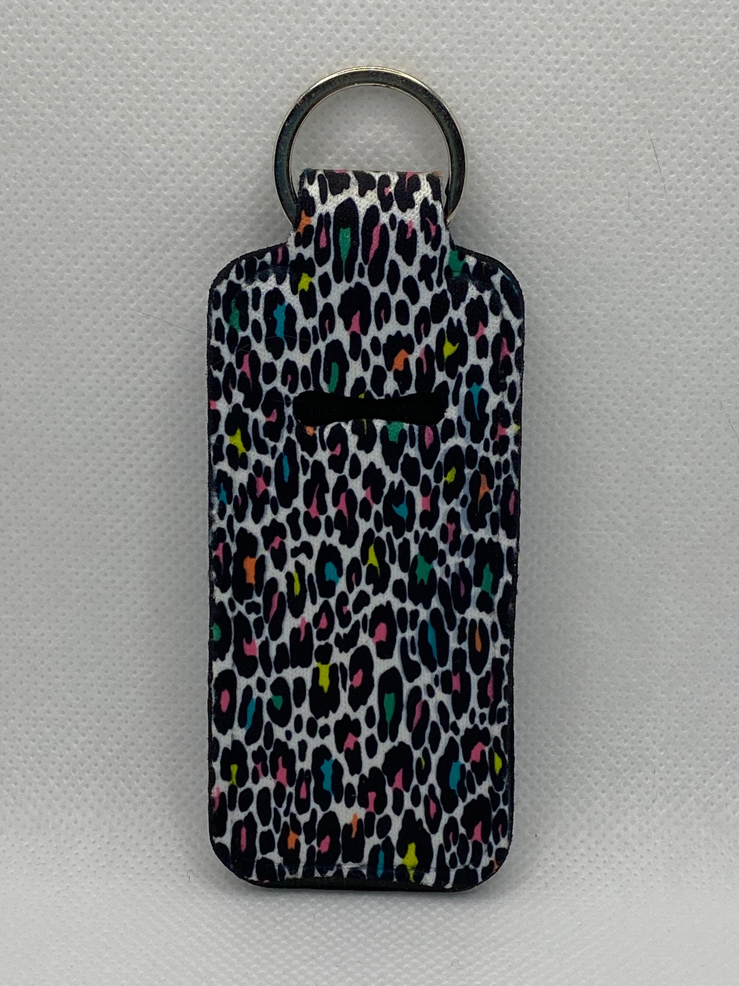 Colorful Leopard Print Chapstick Holder Keychain