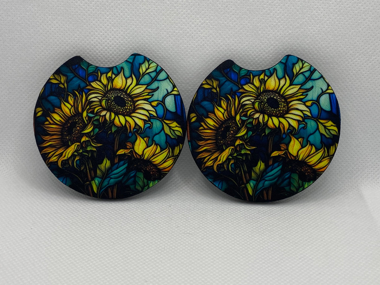 Stained Glass Sunflowers Car Coasters