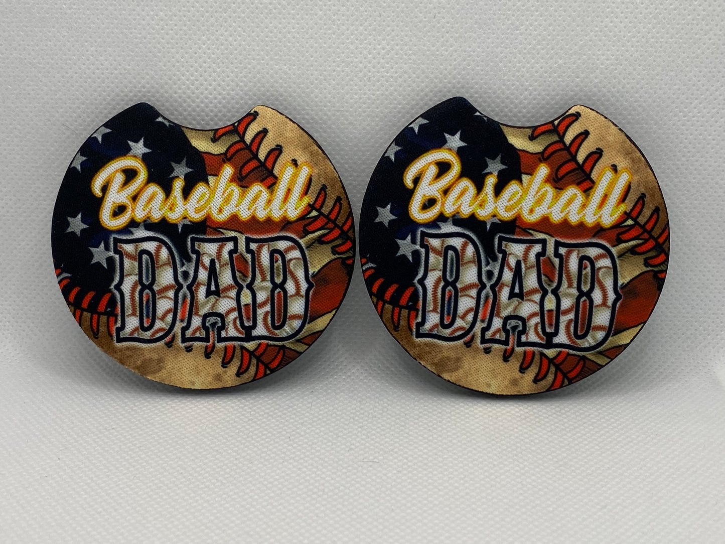 Baseball Dad American Flag Car Coasters