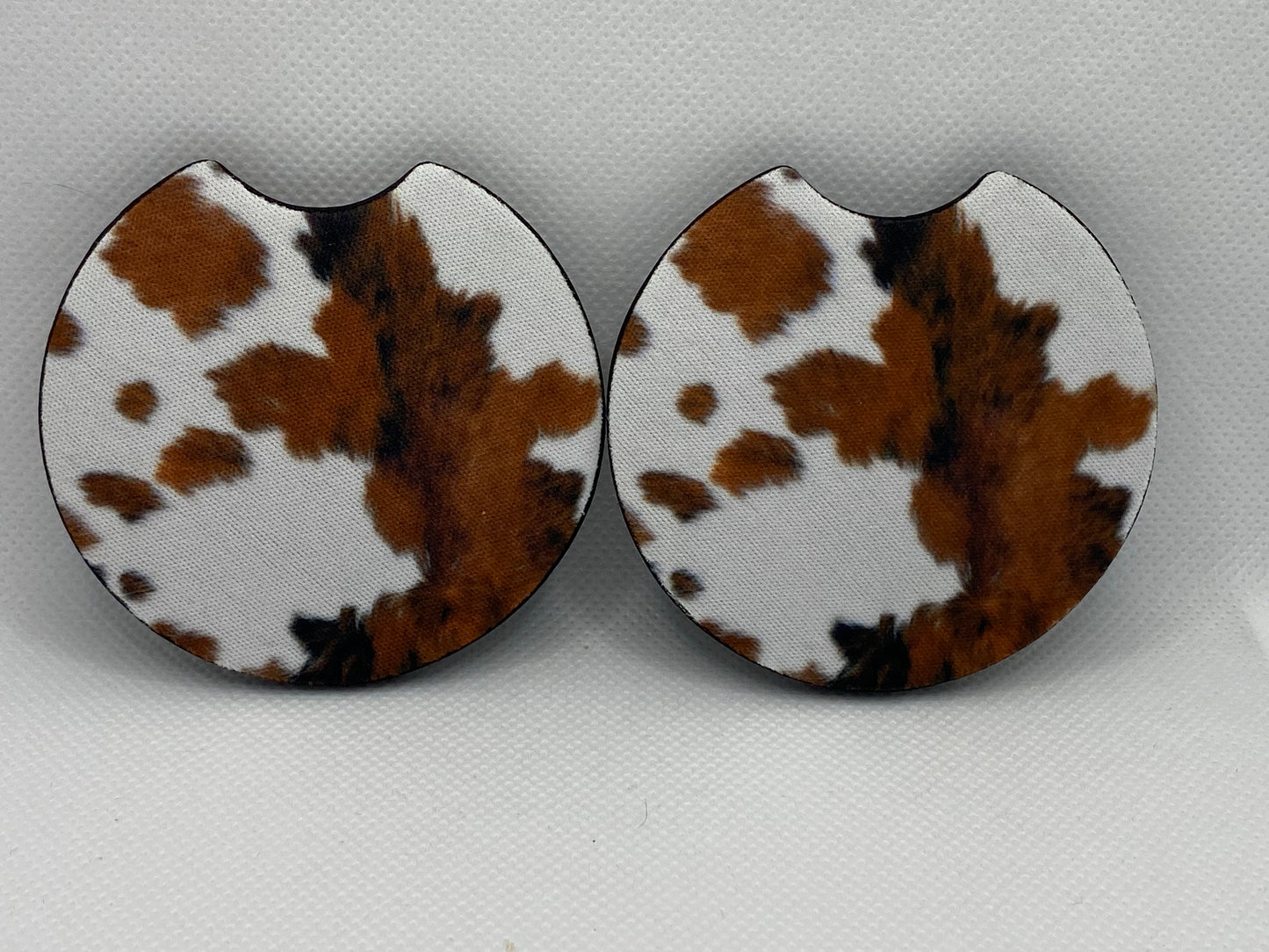 Brown Cow Print Car Coasters