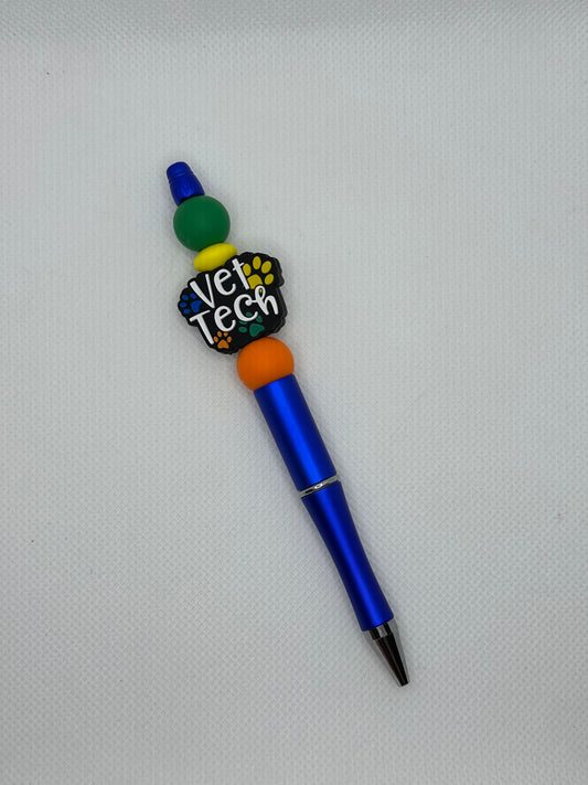 Vet Tech Dark Blue Chrome Silicone Beaded Pen