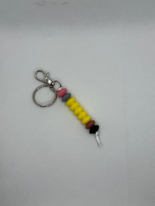 Teacher Pencil Silicone Bead Mini Keychain
