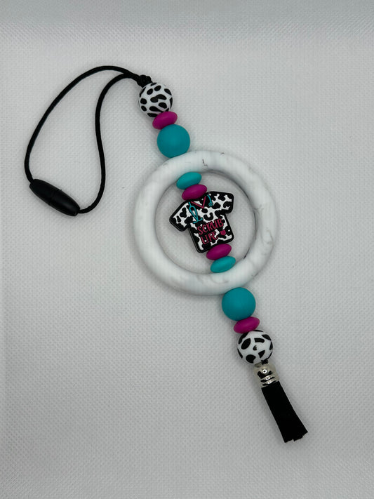 Scrub Life Nurse White Marble Silicone Beaded Car Charm
