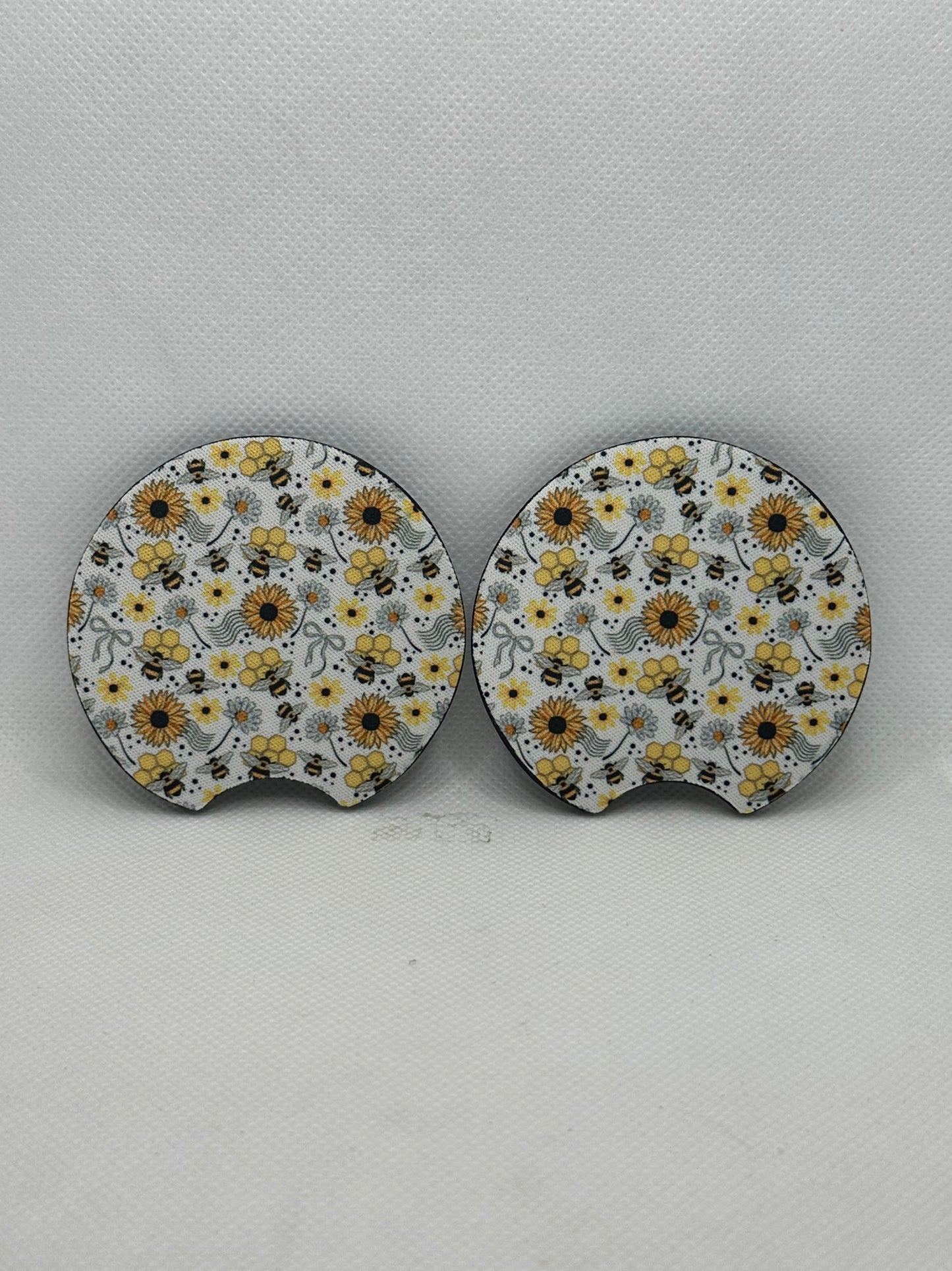 Bees And Sunflowers Car Coasters