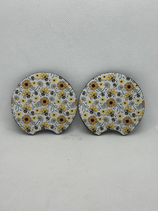 Bees And Sunflowers Car Coasters