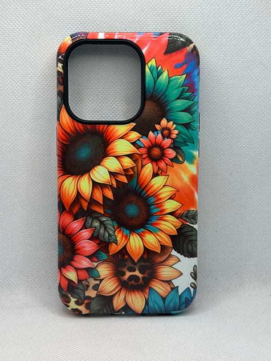 Tie Dye And Sunflowers Magnetic Phone Case