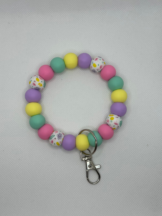 Colorful Flamingo Oversized Silicone Bead Wristlet