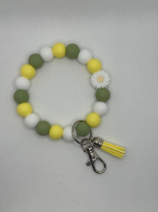 Sage Green Daisy Oversized Silicone Bead Wristlet