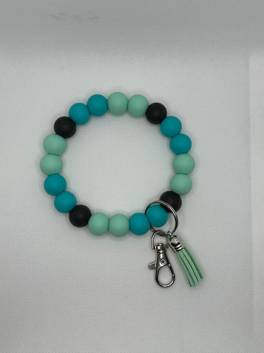 Teal And Black Oversized Silicone Bead Wristlet