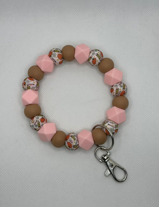 Teacher Pattern Bead Oversized Silicone Bead Wristlet