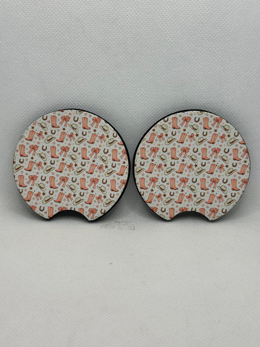 Pink Western Car Coasters