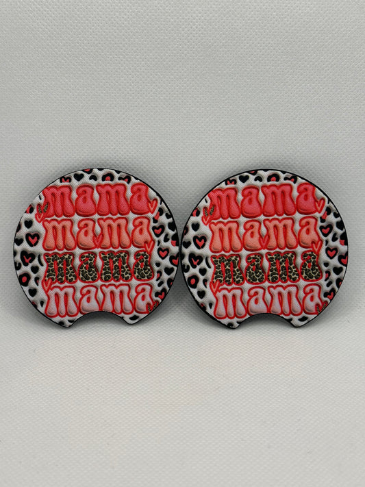 Mama Leopard Hearts Valentine’s Day Car Coasters