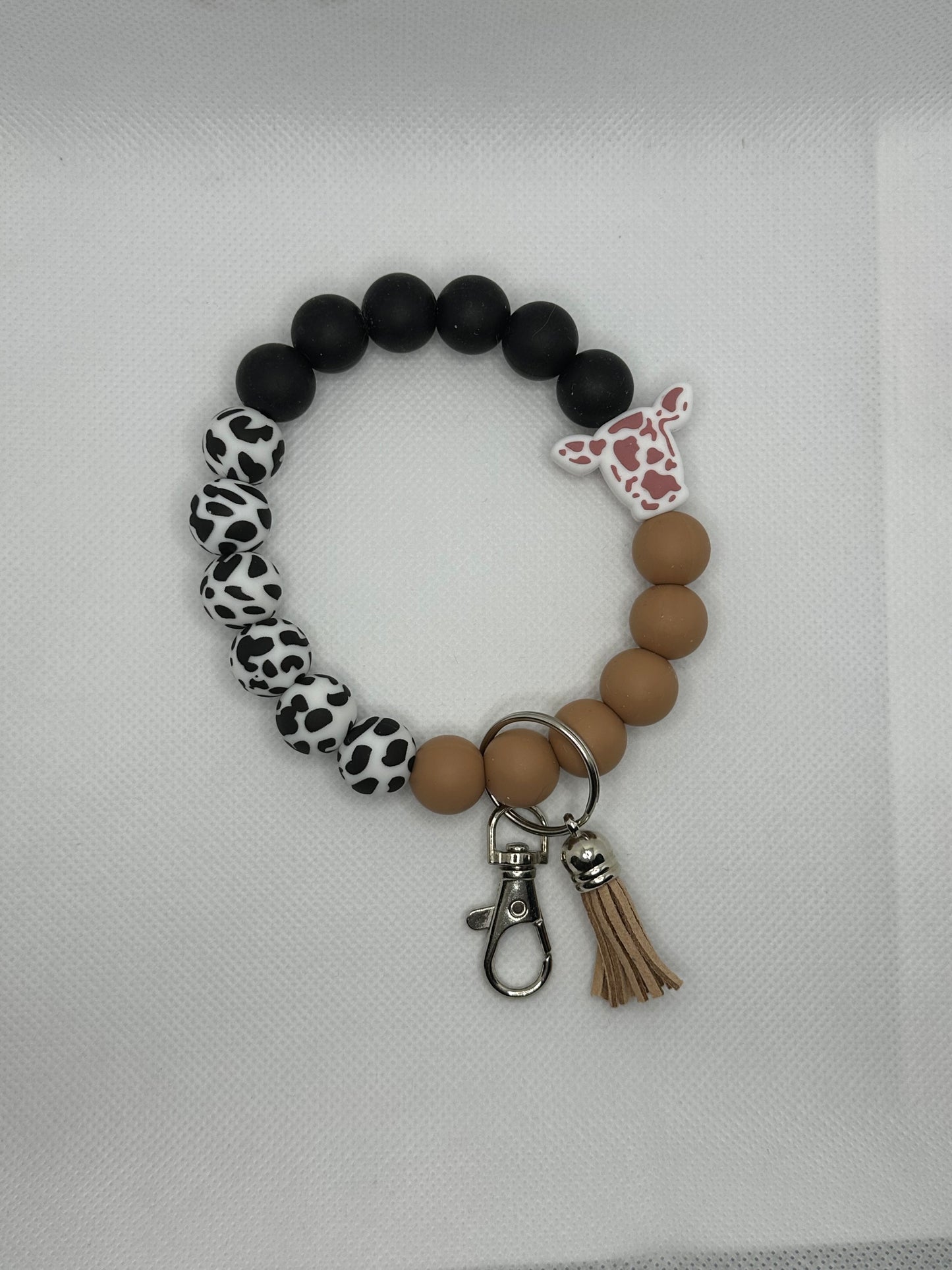 Brown Cow Oversized Silicone Bead Wristlet