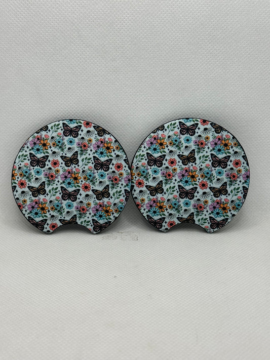 Butterfly Flower Garden Car Coasters
