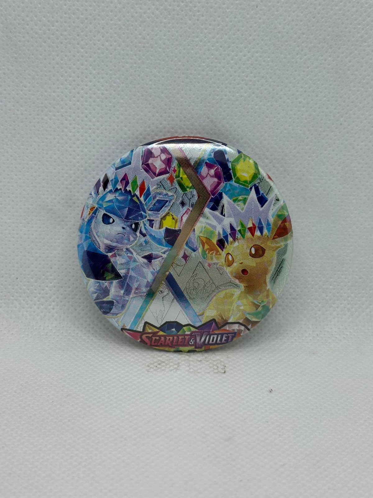 Prismatic Leaf And Ice Foxes Button Pin
