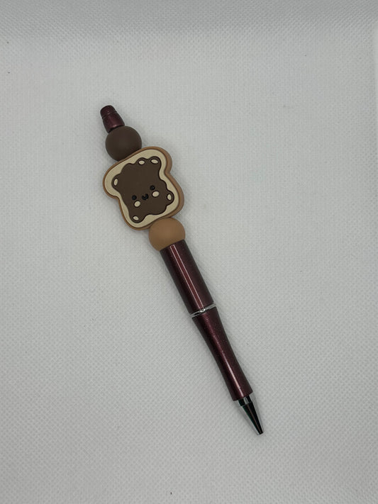 Peanut Butter Toast Brown Silicone Beaded Pen